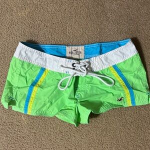 Hollister Lime Green and Sky Blue Swim Trunks